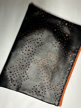 Cole Haan Black Exterior with Bright Orange Interior Pouch